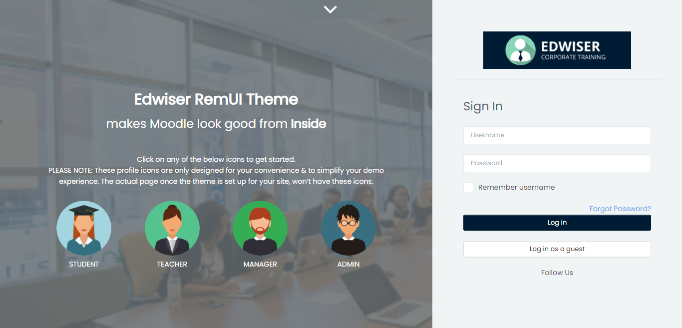 Edwiser RemUI Theme login page